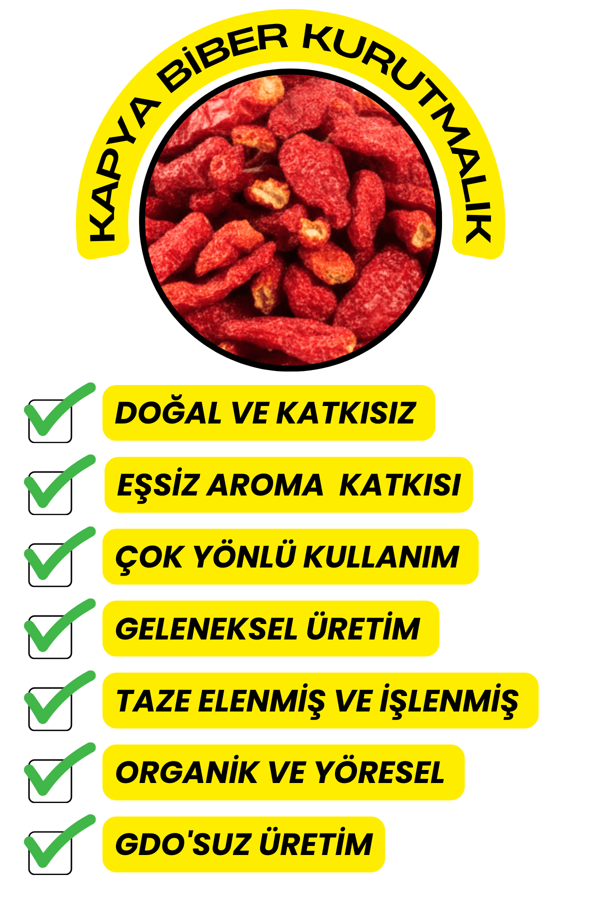 Maraş Kapya Biber Kurusu (Doğal,Yeni Mahsül,Yöresel)