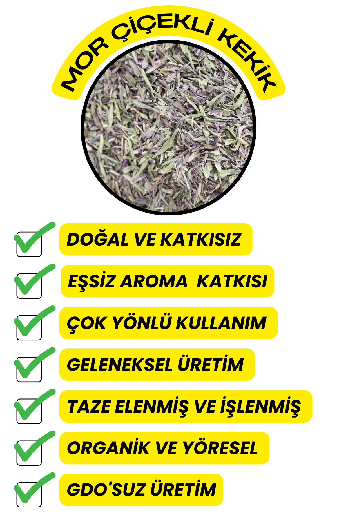Mor Çiçekli Kekik (Organik,Katkısız,Elenmiş)