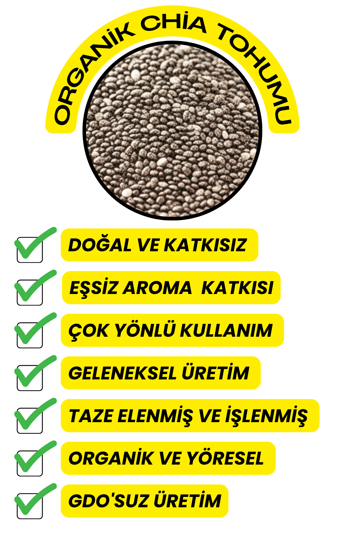Chia Tohumu (Orijinal,Katkısız,Elenmiş)