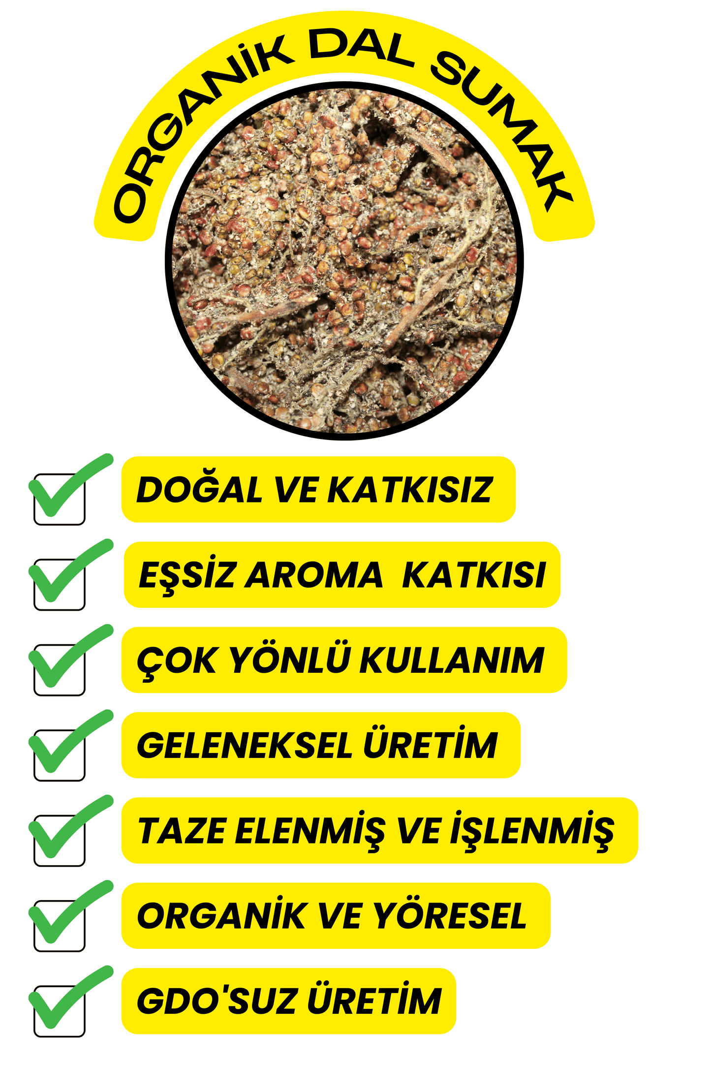 Organik Dal Sumak  (Taze,Katkısız)