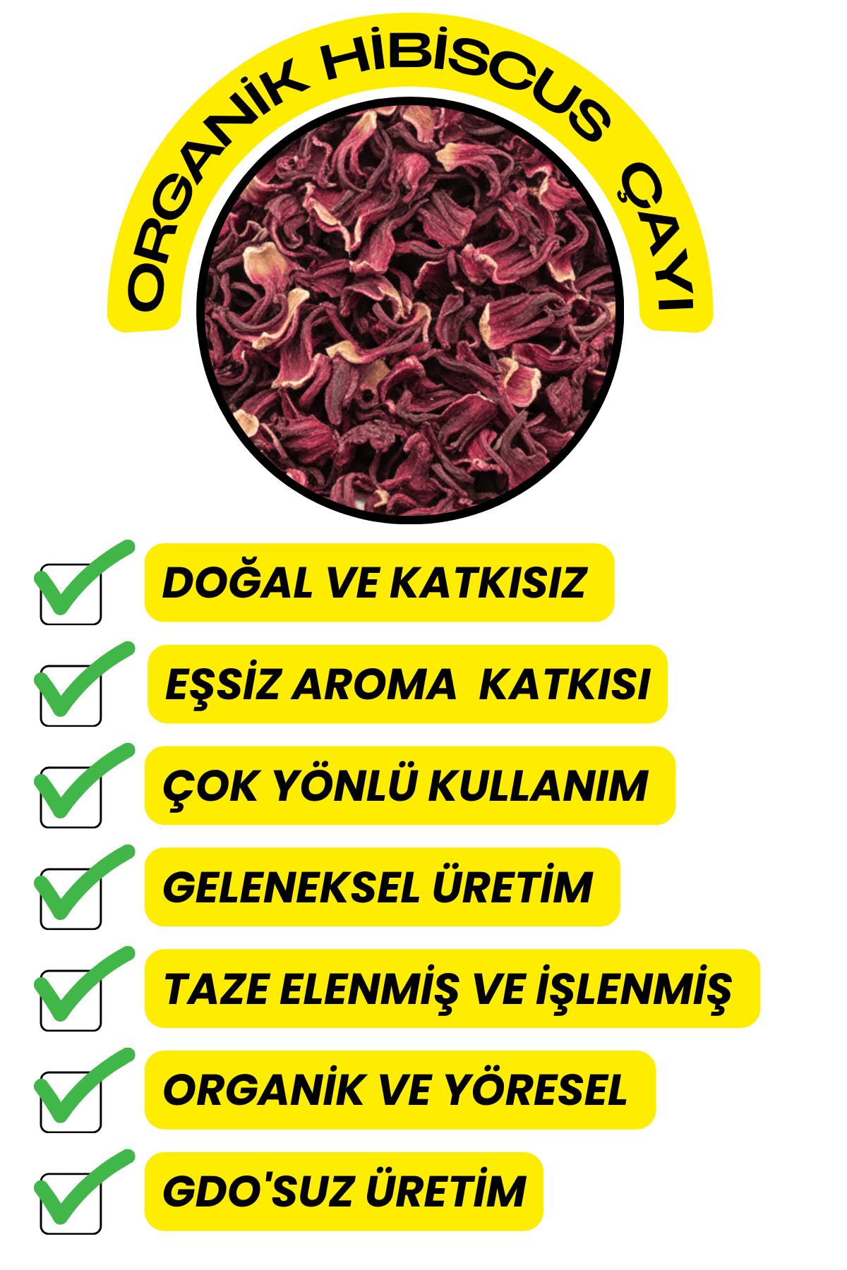 Hibiskus Nar Çiçeği Otu (Organik,Elenmiş,Yeni Mahsül)