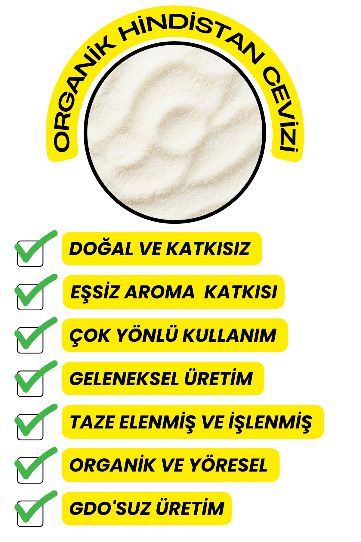 Hindistan Cevizi (Elenmiş, Katkısız,Organik)