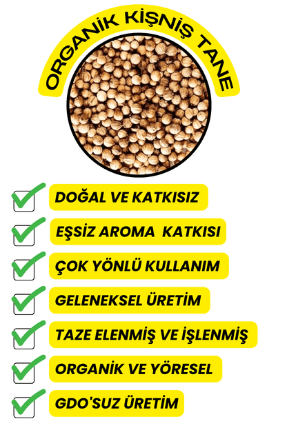 Kişniş Tane - ( Elenmiş, Katkısız,Organik)