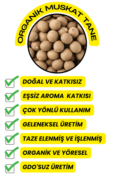 Muskat Tane  (Organik, Elenmiş,Katkısız )